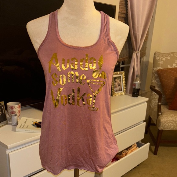 Gold Graphic Pink Tank Top - Picture 1 of 2